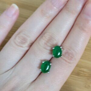 Jade Green Stud Earrings – Small, Lightweight & Comfortable